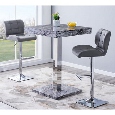 Furniture in Fashion Topaz Melange Marble Effect Bar Table 2 Candid Grey Stools from B&Q
