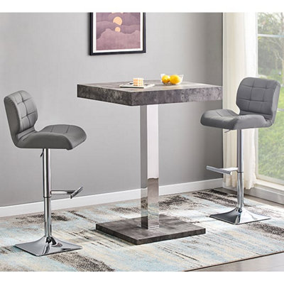 Furniture in Fashion Topaz Concrete Effect Bar Table With 2 Candid Grey Stools from B&Q