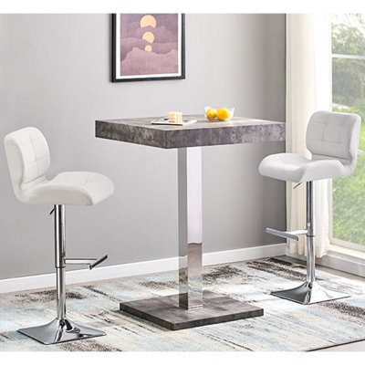 Furniture in Fashion Topaz Concrete Effect Bar Table With 2 Candid White Stools from B&Q