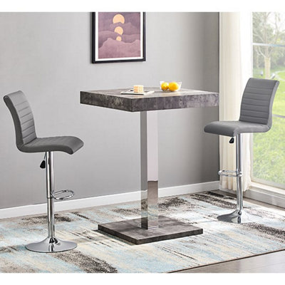 Furniture in Fashion Topaz Concrete Effect Bar Table With 2 Ripple Grey Stools from B&Q