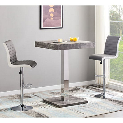 Furniture In Fashion Topaz Concrete Effect Bar Table With 2 Ritz Grey White Stools from B&Q