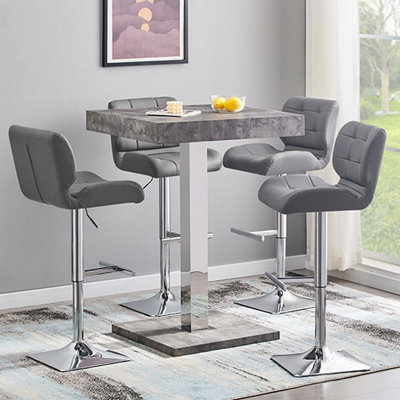 Furniture in Fashion Topaz Concrete Effect Bar Table With 4 Candid Grey Stools from B&Q