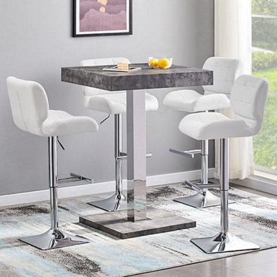 Furniture in Fashion Topaz Concrete Effect Bar Table With 4 Candid White Stools from B&Q
