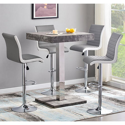 Furniture In Fashion Topaz Concrete Effect Bar Table With 4 Ritz Grey White Stools from B&Q