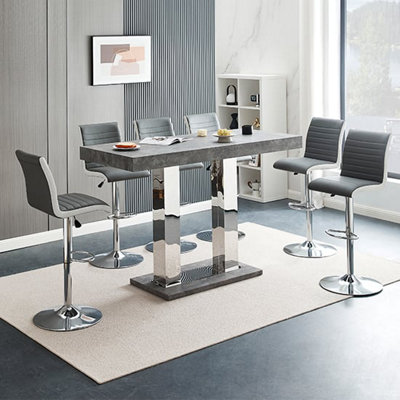 Furniture In Fashion Caprice Large Concrete Effect Wooden Bar Table 6 Ritz Grey White Bar Stools from B&Q