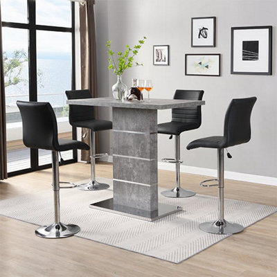 Furniture in Fashion Parini Concrete Effect Bar Table With 4 Ripple Black Stools from B&Q