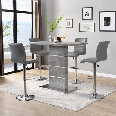 Furniture in Fashion Parini Concrete Effect Bar Table With 4 Ripple Grey Stools from B&Q