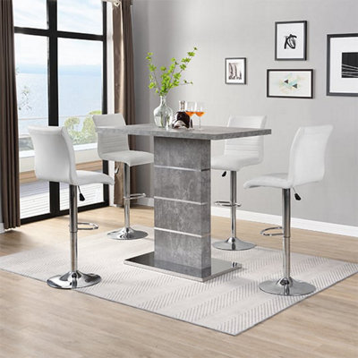 Furniture in Fashion Parini Concrete Effect Bar Table With 4 Ripple White Stools from B&Q