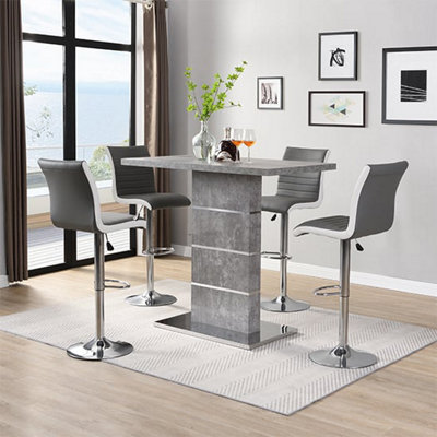 Furniture In Fashion Parini Concrete Effect Bar Table With 4 Ritz Grey White Stools from B&Q