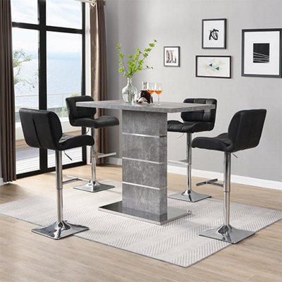 Furniture in Fashion Parini Concrete Effect Bar Table With 4 Candid Black Stools from B&Q