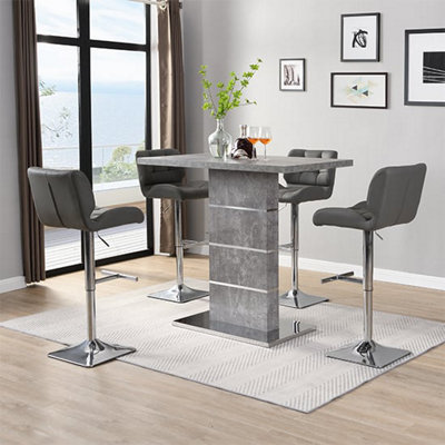 Furniture in Fashion Parini Concrete Effect Bar Table With 4 Candid Grey Stools from B&Q