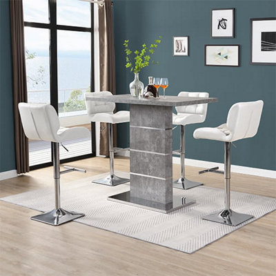 Furniture in Fashion Parini Concrete Effect Bar Table With 4 Candid White Stools from B&Q