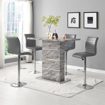 Furniture in Fashion Parini Melange Marble Effect Bar Table 4 Ripple Grey Stools from B&Q
