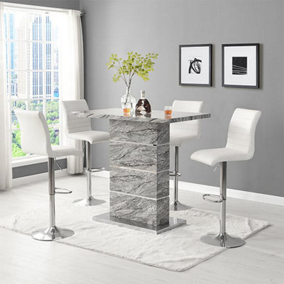 Furniture in Fashion Parini Melange Marble Effect Bar Table 4 Ripple White Stools from B&Q