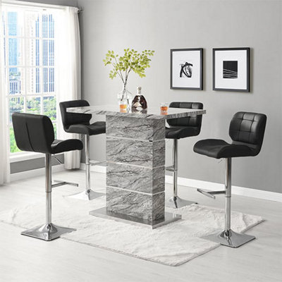 Furniture in Fashion Parini Melange Marble Effect Bar Table 4 Candid Black Stools from B&Q