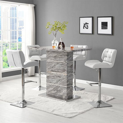 Furniture in Fashion Parini Melange Marble Effect Bar Table 4 Candid White Stools from B&Q