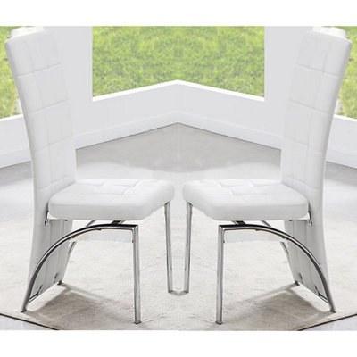 B&Q -  Ravenna White Faux Leather Dining Chairs In Pair