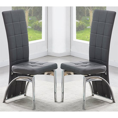 B&Q -  Ravenna Grey Faux Leather Dining Chairs In Pair