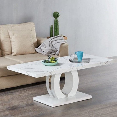 Furniture in Fashion Halo High Gloss Coffee Table In White And Vida Marble Effect from B&Q