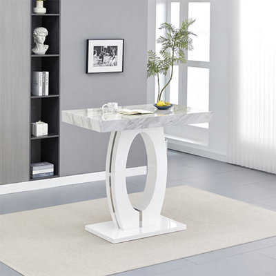Furniture in Fashion Halo High Gloss Bar Table In Magnesia Marble Effect from B&Q