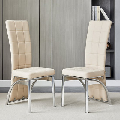 B&Q -  Ravenna Taupe Faux Leather Dining Chairs In Pair
