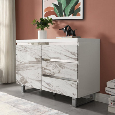 Furniture in Fashion Filo Sydney Small Sideboard With 1 Door 3 Drawer In White from B&Q