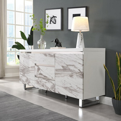Furniture in Fashion Filo Sydney Large Sideboard With 2 Door 3 Drawer In White from B&Q