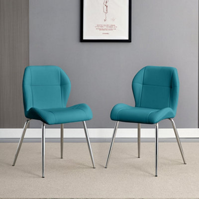 Furniture in Fashion Darcy Teal Faux Leather Dining Chairs In A Pair from B&Q