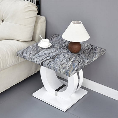 Furniture in Fashion Halo High Gloss Lamp Table In Melange Marble Effect from B&Q