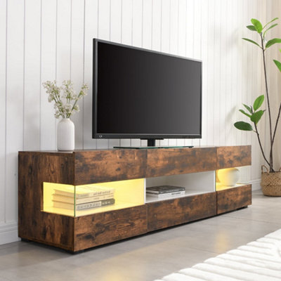 Furniture in Fashion Kirsten Wooden Tv Stand In Rustic Oak With Led Lighting from B&Q