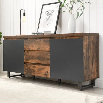 Furniture in Fashion Sydney Large Sideboard With 2 Door 3 Drawer In Rustic Oak from B&Q