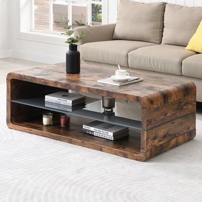 Furniture In Fashion Xono Wooden Coffee Table With Shelf In Rustic Oak 120Cm