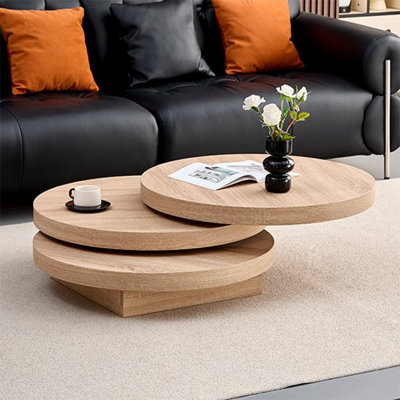 Furniture in Fashion Triplo Round Wooden Rotating Coffee Table In Sanremo Oak from B&Q