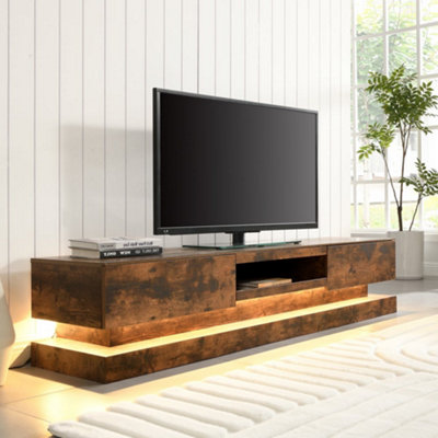 Furniture in Fashion Step Wooden Tv Stand In Rustic Oak With Led Lighting from B&Q