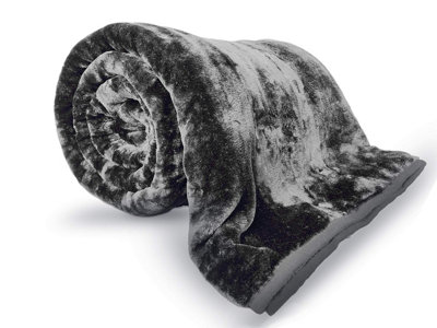 Pagnanno. Faux Fur Mink Throw Fluffy Warmth Bed Throws Flannel Fleece Blanket,(1CharcoalKing 200X240Cm) from B&Q