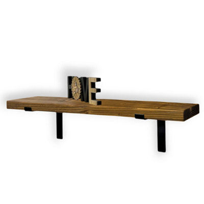 MKGT Rustic Wall ShelfHandcrafted Solid Wood Deco (Tudor Oak100Cm (1.0M) from B&Q
