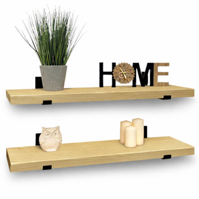Mkgt Handcrafted Rustic Wooden Floating ShelvesSolid WoodMade In Uk Wall Mounted Shelf (Antique Pine Set Of 270Cm) from B&Q