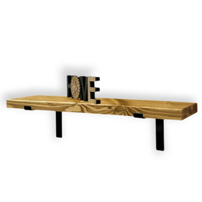 MKGT Rustic Wall ShelfHandcrafted Solid Wood Deco (Dark Oak70Cm (0.7M) from B&Q