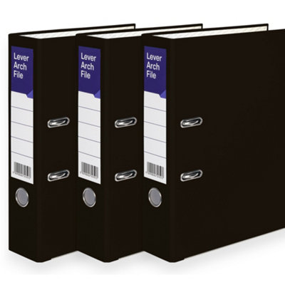 MKGT 3 X Black Lever Arch File A4 Ring Binder Folder Files Office Document Storage from B&Q