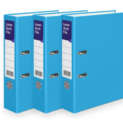 MKGT 3 X Blue Lever Arch File A4 Ring Binder Folder Files Office Document Storage from B&Q