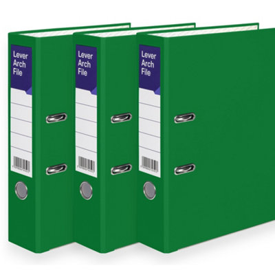 MKGT 3 X Green Lever Arch File A4 Ring Binder Folder Files Office Document Storage from B&Q