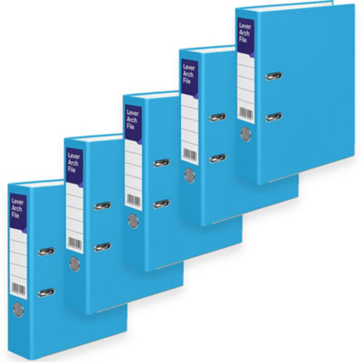 MKGT 5 X Blue Lever Arch File A4 Ring Binder Folder Files Office Document Storage from B&Q