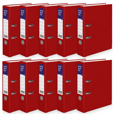 MKGT 10 X Red Lever Arch File A4 Ring Binder Folder Files Office Document Storage from B&Q