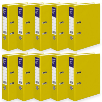 MKGT 10 X Yellow Lever Arch File A4 Ring Binder Folder Files Office Document Storage from B&Q