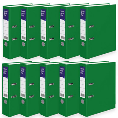 MKGT 10 X Green Lever Arch File A4 Ring Binder Folder Files Office Document Storage from B&Q