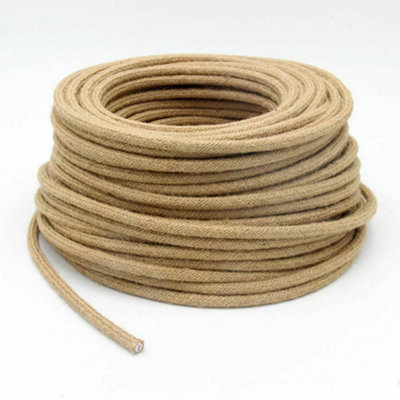 10 Meter Hemp Rope Braided Flex Vintage Fabric Cable 3 Core Round Electrical Wire from B&Q