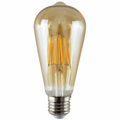  - St64 8W E27 Teardrop Shape 800Lmn Screw Dimmable Led Filament Bulb 2700K Warm White Squirrel Cage Lamp