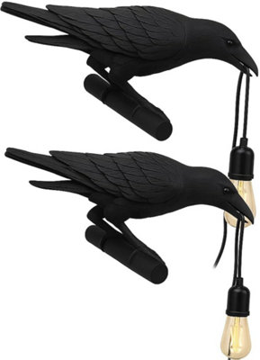 2-Pack Black Crow Wall Light Novelty Raven Bird Lamp With Adjustable Cable from B&Q