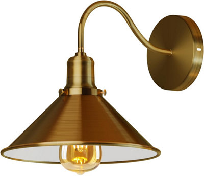  - Yellow Brass Mains-Powered Indoor Wall Light With Up & Down Installation