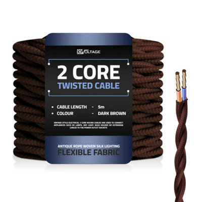 2 Core Twisted Electrical Cable 5M FlexAntique 16.4Ft Vintage Fabric Covered Wire Textile For For Lightning LampDiy Projects from B&Q